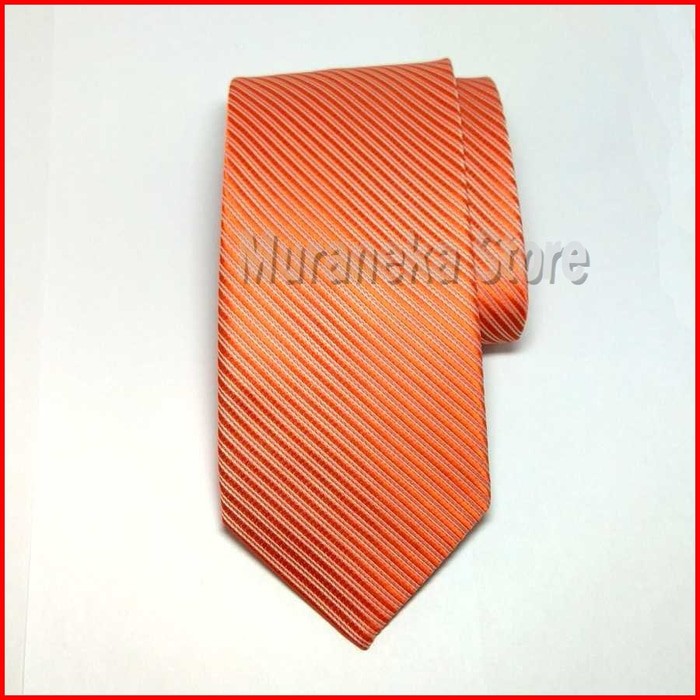 Dasi IMPORT Pria ORANYE Panjang Formal Lebar 3 Inch Motif Garis Salur ORANGE kantor 7 8 cm Polos bni