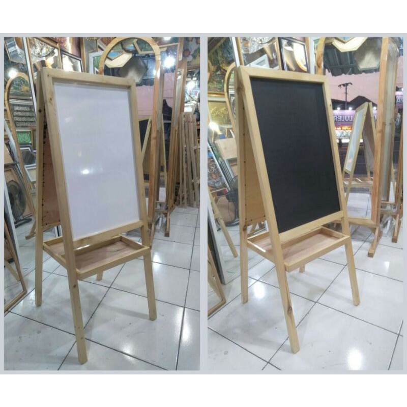 

Papan tulis lipat 2 sisi hitam putih, bisa kapur dan spidol