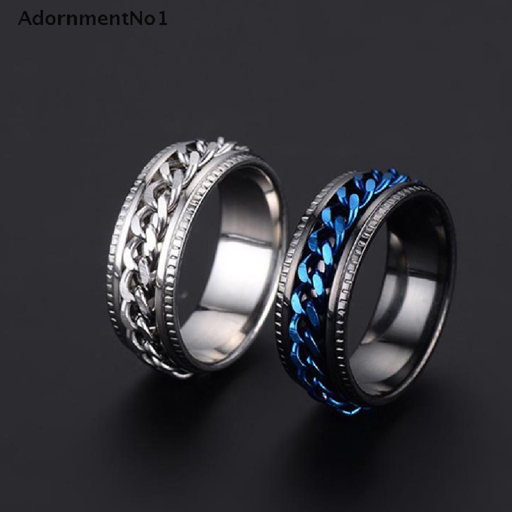 (AdornmentNo1) 1pc Cincin Spinner Rantai Stainless Steel Dapat Diputar Untuk Pasangan / Pria / Wanita