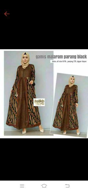 Gamis Mataram Parang Black Batik Gamis Cantik Modern Murmer Syari Seragaman Grosir Modis Sogan