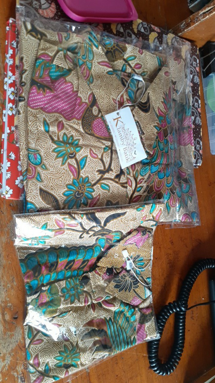 Couple Batik Ayah Anak Motif Merak Size Terlengkap 1-10tahun