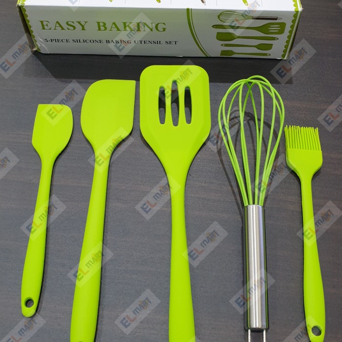 Spatula Silikon Tahan Panas Set Baking 5in1 Sutil Kuas Whisk BT1