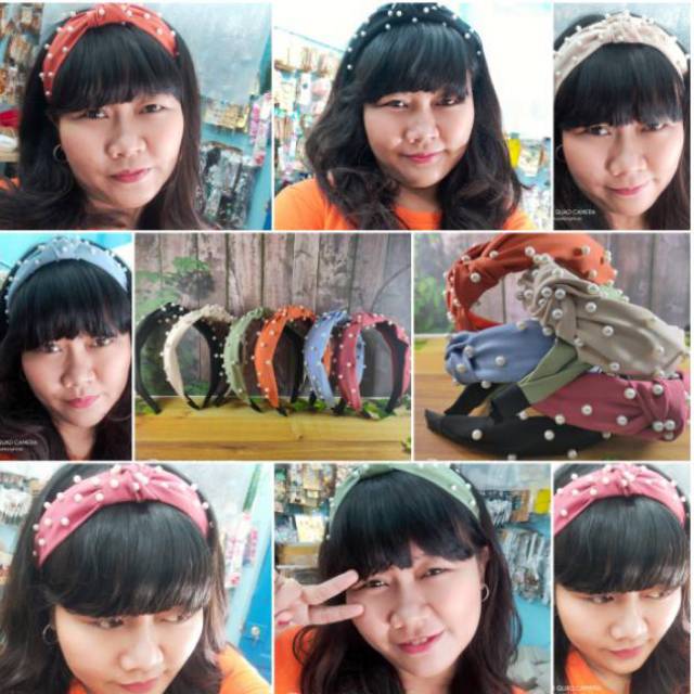 Bando Bandana Korea / Bando Kain Motif Ala Korea Premium/ Bando murah Manik Mutiara Tokopelanginicer