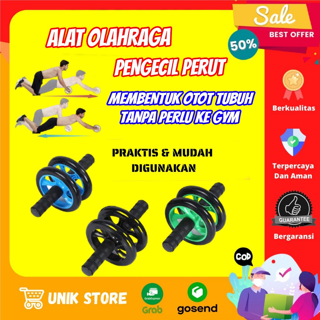 Alat Olahraga Pengecil Perut Alat Fitnes AB Roller ABS Wheel Roller Original