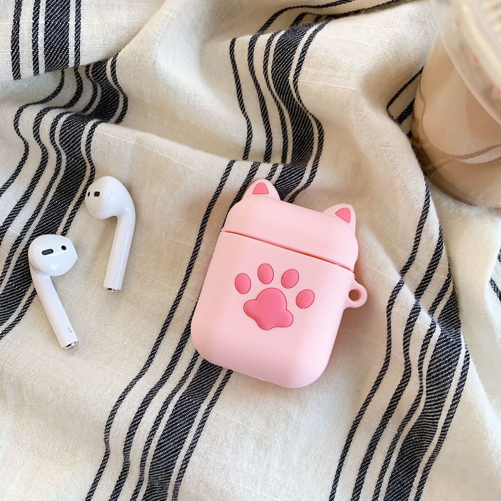 Case Pelindung Bahan Silikon Motif Kartun Dengan Pengait Untuk Airpods 1 / 2 i12-4 tongkat kucing