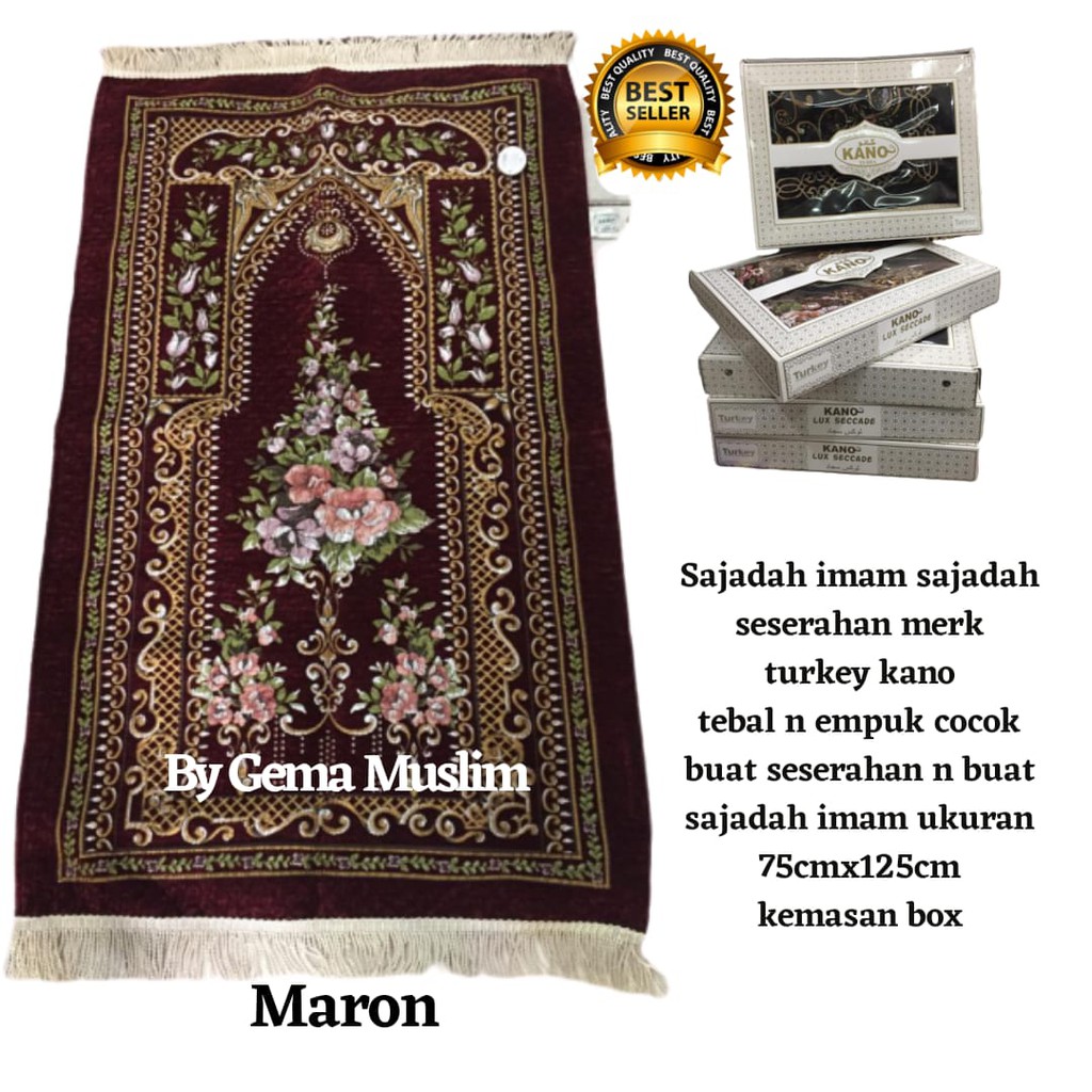 sajadah imam sajadah seserahan plus box 75cmx125cm maron