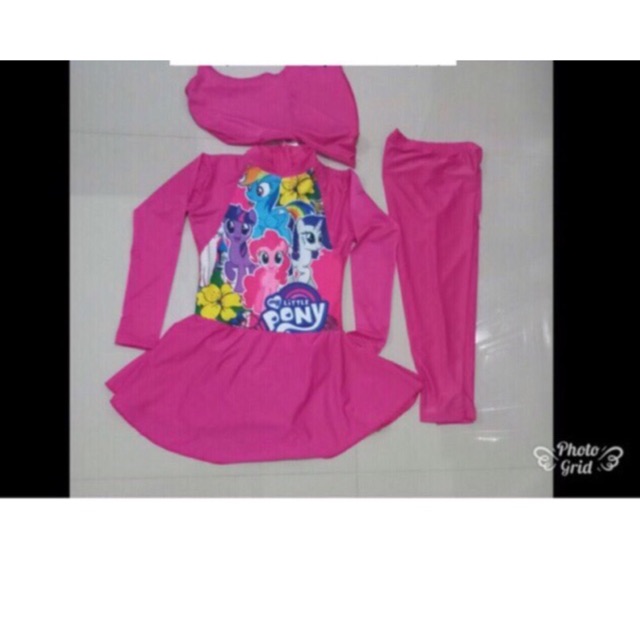 BAJU RENANG MUSLIMAH ANAK TK SD KARAKTER KUDA PONY