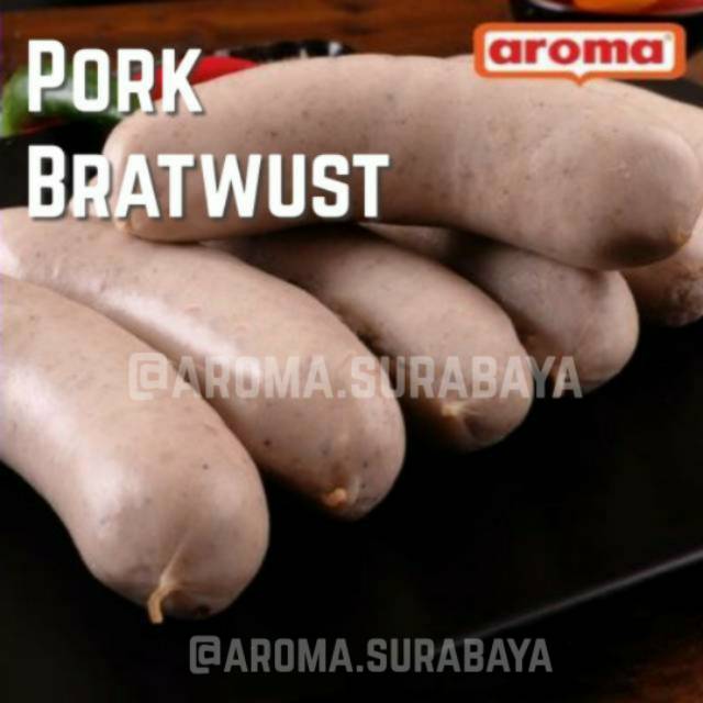 

AROMA Pork Bratwurst Sausage 1000gr / 1kg Sosis Daging Babi Bratwust NON-HALAL Meat Frozen Food