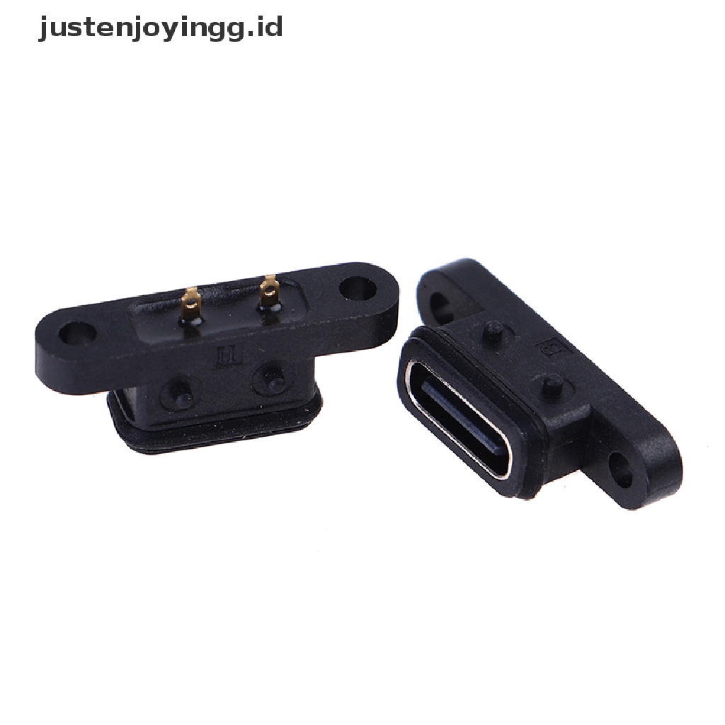 // justenjoyingg.id // 2pcs TYPE C 2Pin Waterproof Female USB C Socket Port With Screw Hole ~