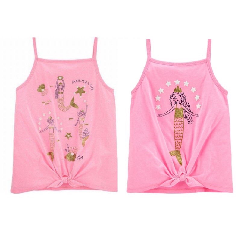 Tanktop oshkosh pink mermaid/Atasan tanpa lengan anak perempuan pink oshkosh/kaos ketekan kutungan