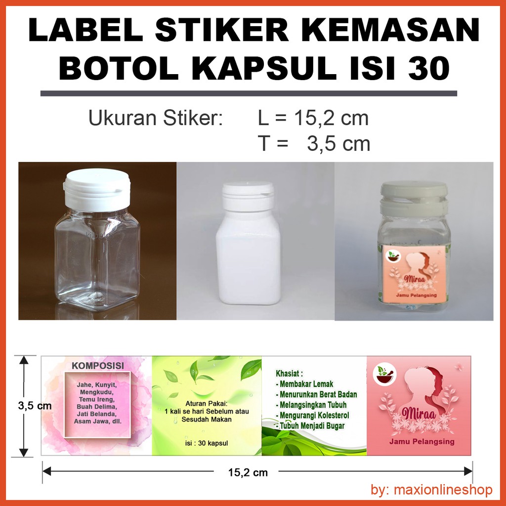 

Label Stiker Kemasan Botol Kapsul untuk Botol Kapsul