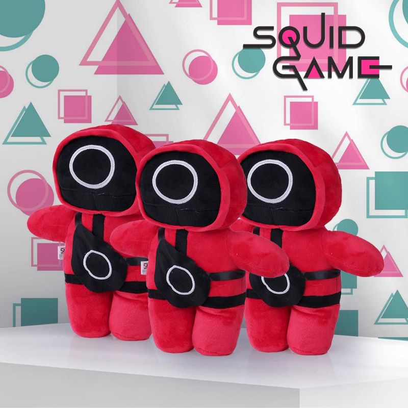 Boneka Squid Game Merah Berlabel SNI Tinggi 30 cm Bahan Premium | Boneka Cantik Lucu Lembut Ditangan Bahan Velboa Berkualitas