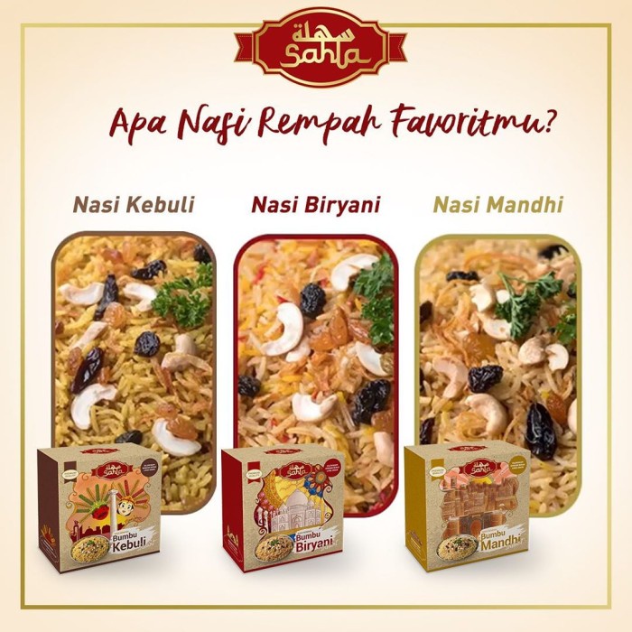 

ds001vv Sahla Nasi Rempah Instant 300Gr : Bumbu Kebuli/Biryani/Mandhi - Mandhi Fsfs201