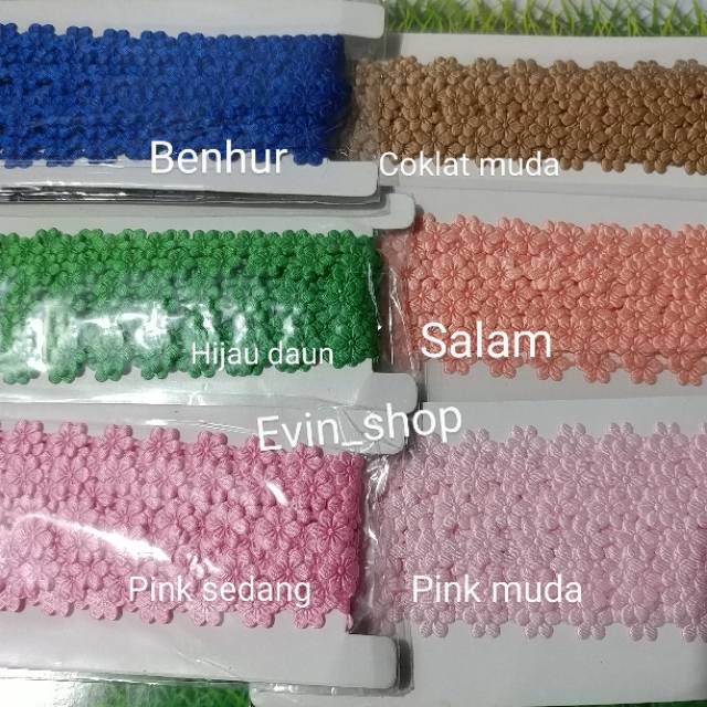 Renda Jasmine/ Melati Saten Kecil /1 cm/ 10 yard= 9 m