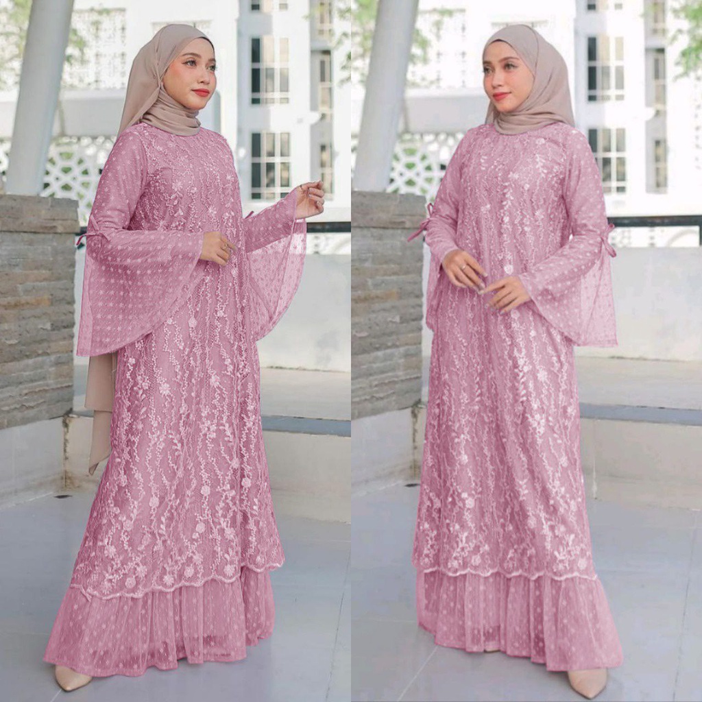 MX NABILA BRUKAT MEWAH 2XL XL L M / TERLARIS / GAMIS FASHION WANITA TERBARU / PAKAIAN DRESS PESTA