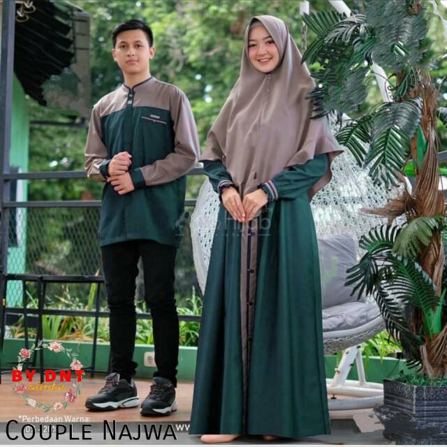 Couple pasangan gamis syari dan kemeja lengan panjang sarimbit syari Couple Najwa by DNT