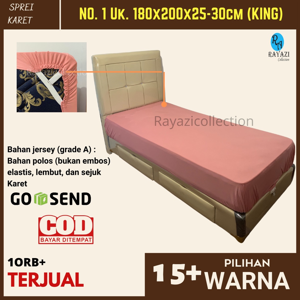 SPREI KARET SUDUT ANTI LEPAS Uk 180x200x25cm / Uk 180x200x30cm KASUR SPRINGBED