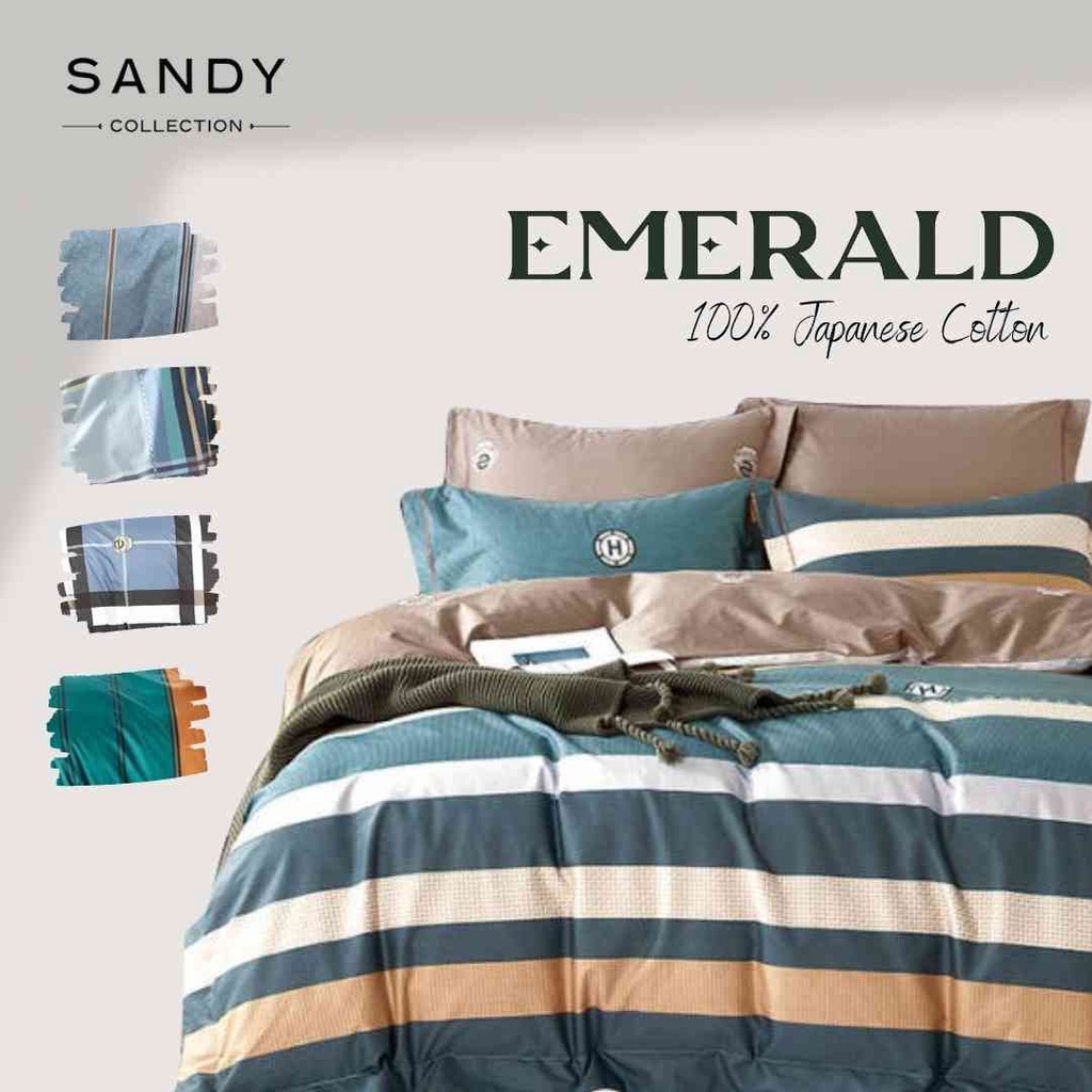 Sprei Set Katun Jepang Emerald Sandy Collection Motif Minimalis Tinggi 30cm