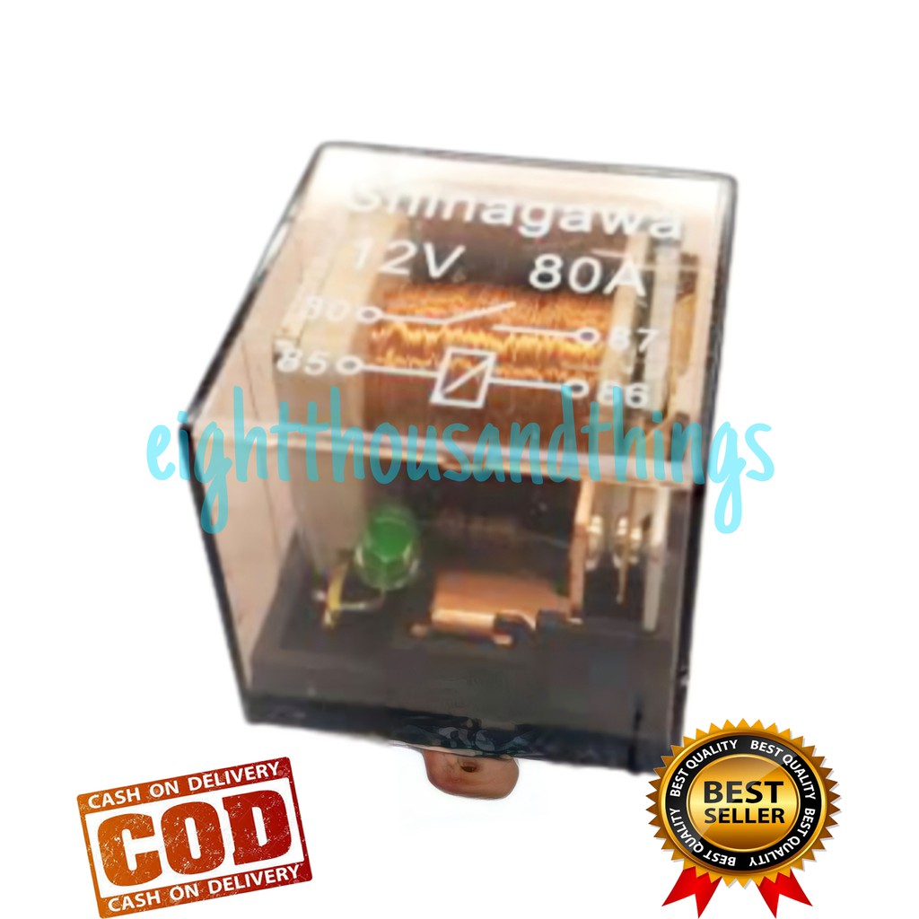 RELAY MOTOR LAMPU KLAKSON DLL KAKI 4 80A 12 VOLT BENING INDIKATOR LED