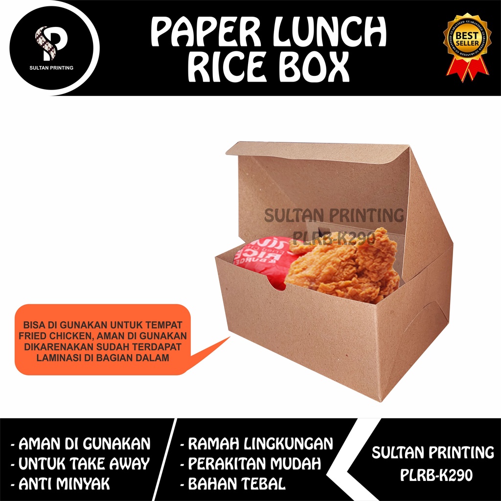 RICE BOX POLOS 15 x 11 x 7 CM/ SNACK BOX / BOX FRIED CHICKEN / KEMASAN CATERING MODEL KUNCIAN