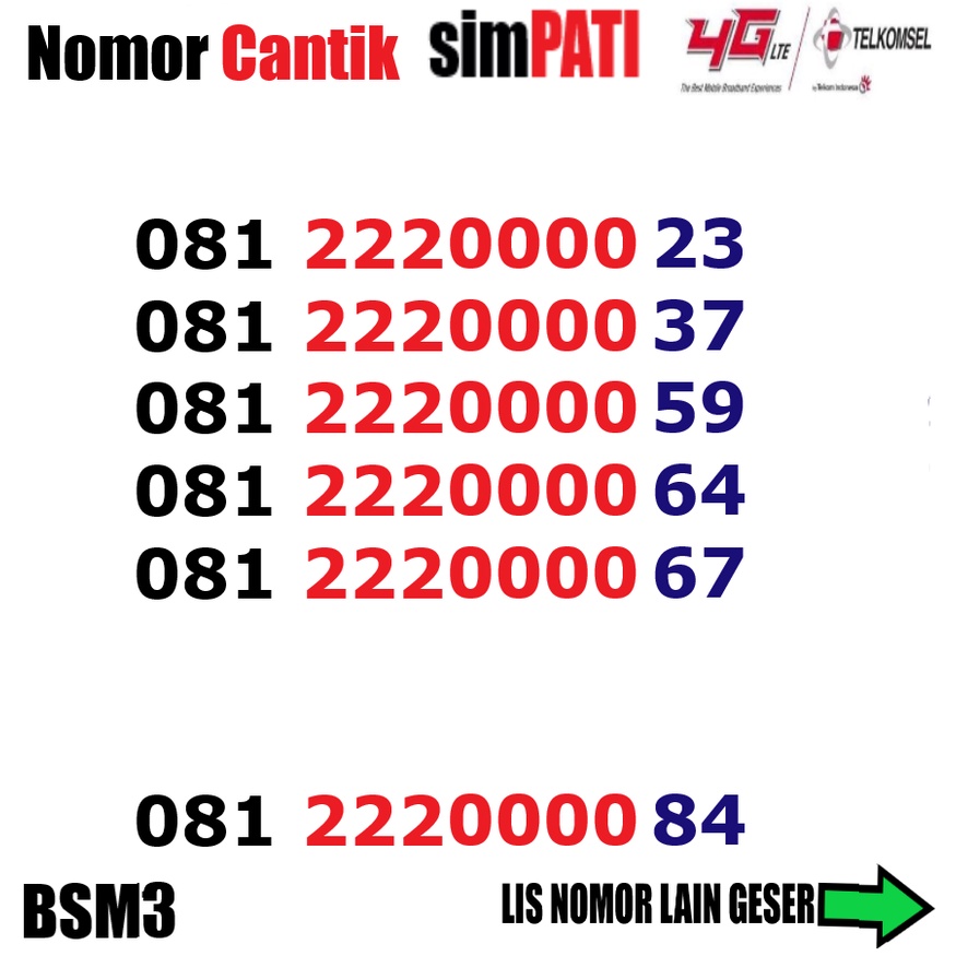 NOMOR CANTIK TELKOMSEL SIMPATI 4G LTE 0000