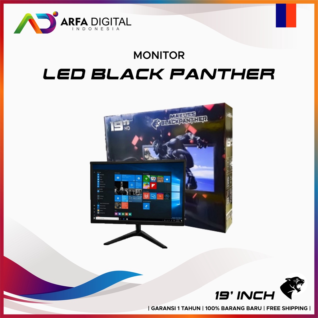 Monitor LED BLACK PANTHER Full HD 19 Inch VGA HDMI Garansi Resmi 1 Tahun