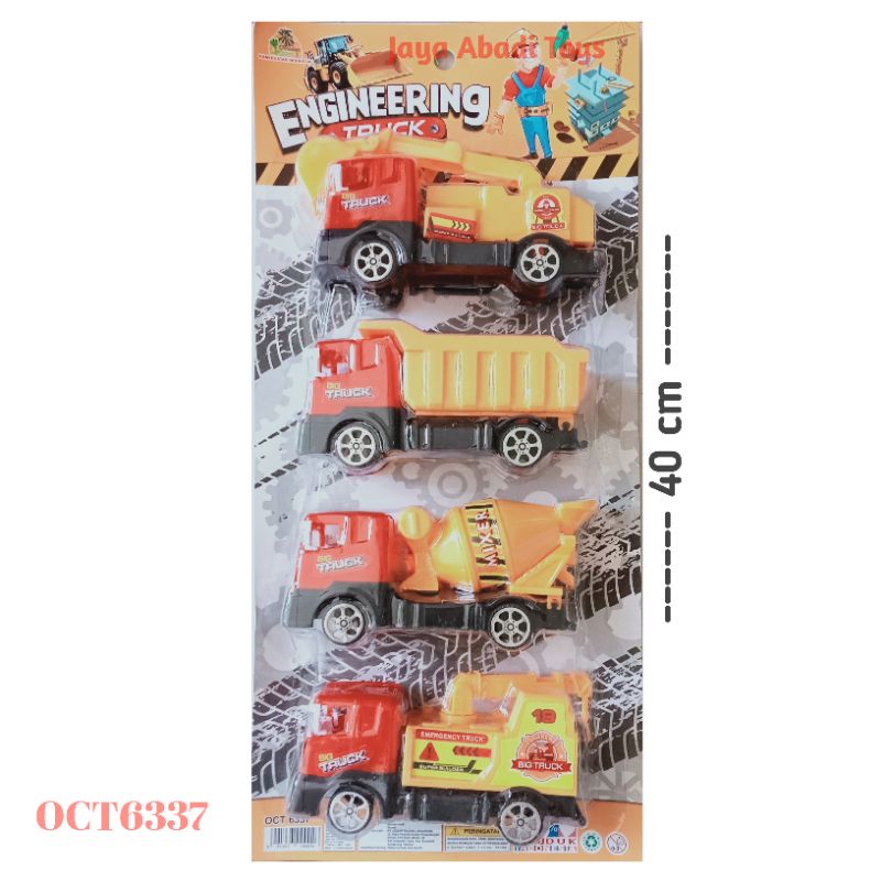 Mainan Construksi 4pc OCT6337 Truk Garuk Dump Molen Derek