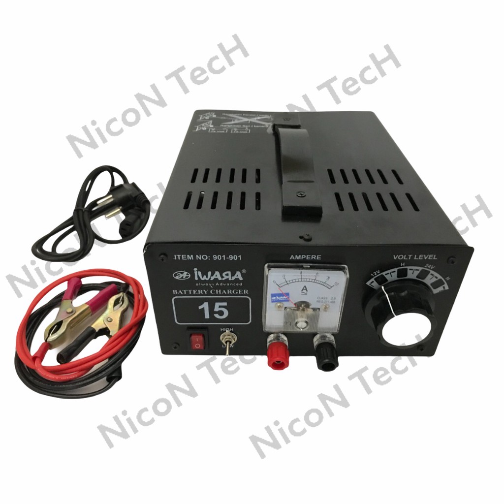 Battery Charger 15 Ampere IWARA / Charger Aki Heavy Duty
