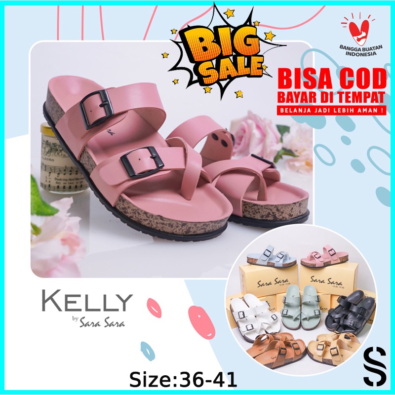 Sara Sara KELLY Sandal selop wanita casual sendal slop cewek model birken sol puyuh cantik size 36-41