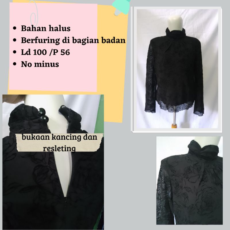 [PREMIUM] blouse atasana wanita warna hitam