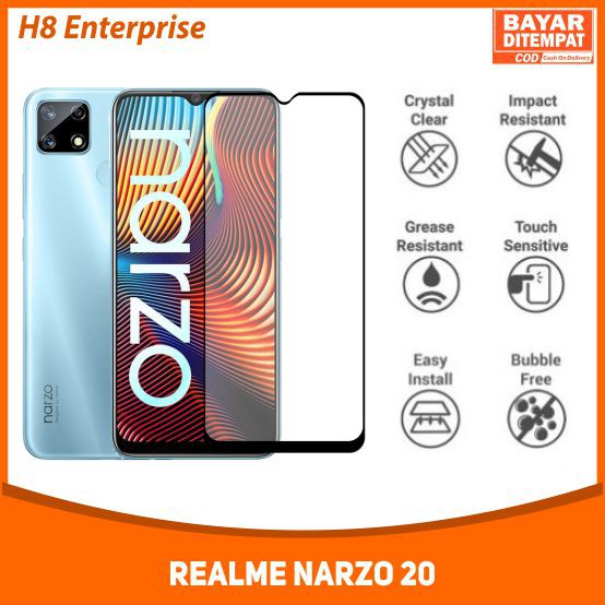 Tempered Glass Full Oppo Realme Narzo 20 Anti Gores Kaca Full Layar