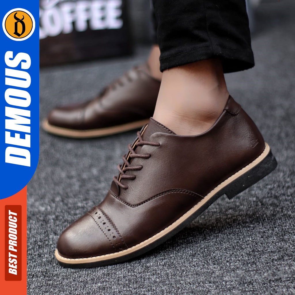 DEMOUS Saga - Sepatu Formal Pantofel Tali Kerja Pria Kulit Pu