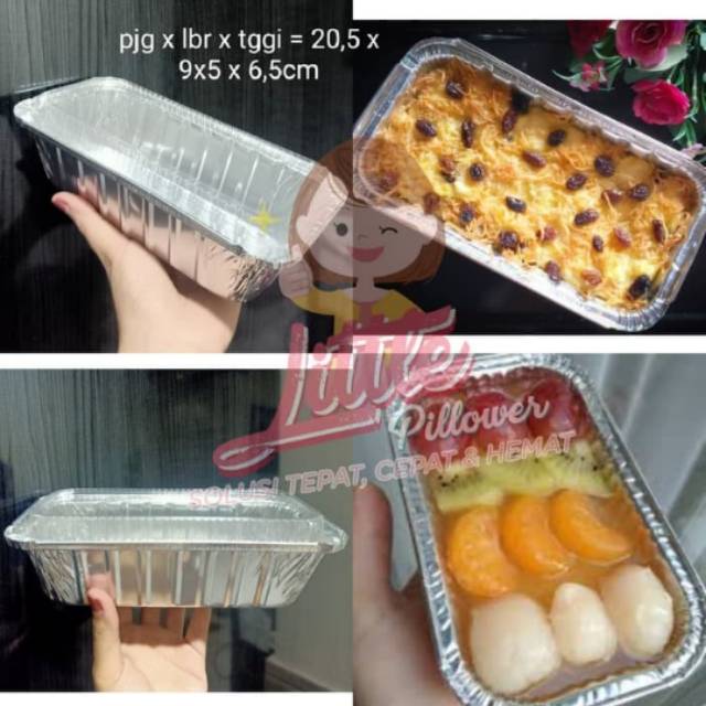 (BX1850+TUTUP) Wadah aluminium foil/Tray nasi panggang 1000ml + TUTUP/Tray aluminium