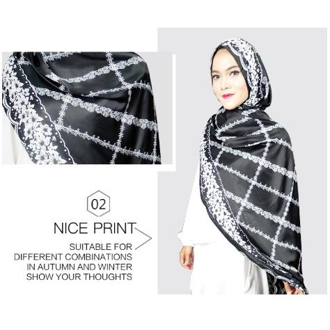 HIJAB PASHMINA SATIN PRINTING MOTIF / KERUDUNG JILBAB PASHMINA [Chain]