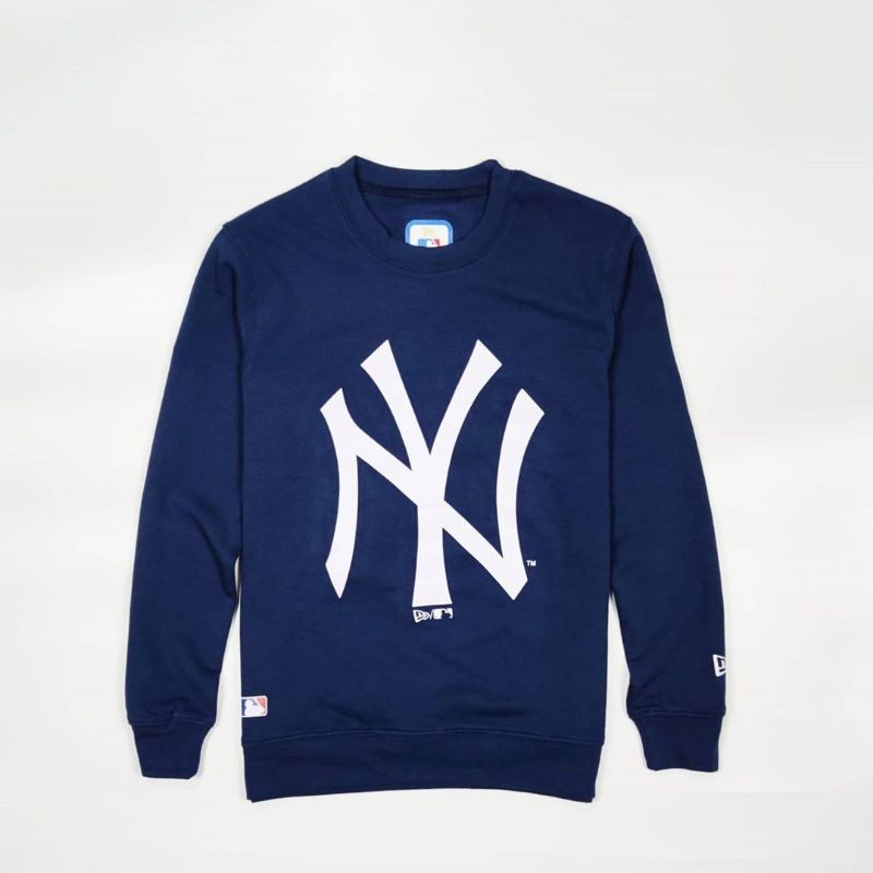 Crewneck Sweater MLB New York Yankees New Era Crewneck Team Logo Navy Pria Wanita Olahraga
