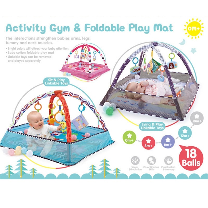 Mary Kick &amp; for Play Gym for Play Mat Mainan Bayi Fitness Rattle Bridge Tummy for Time Mat Baby Teether &amp; Matras Empuk Untuk Ne