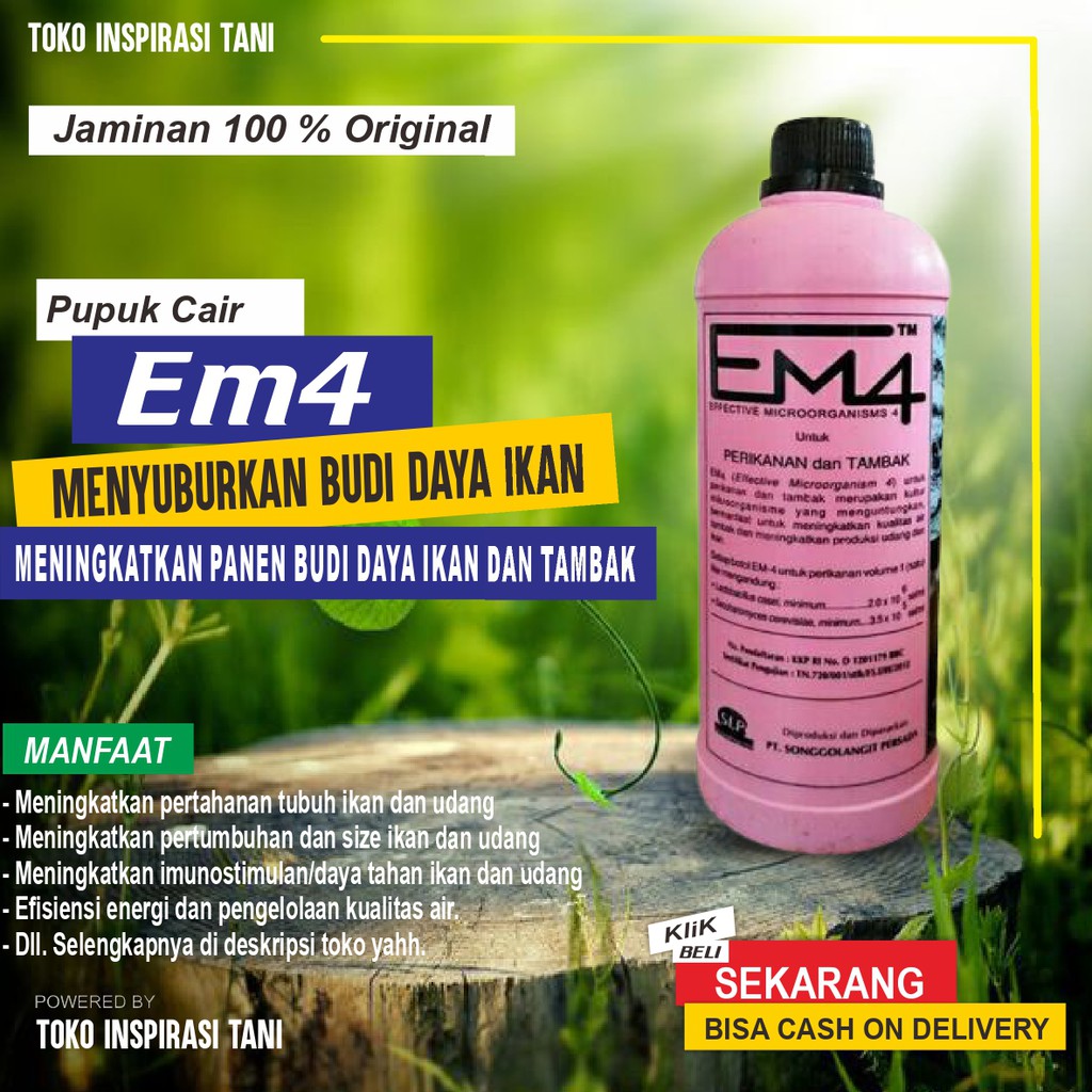 EM4 Pupuk Perikanan Kemasan 1liter/Pupuk Cair EM4 Perikanan Kemasan 1 liter/EM4 Perikanan Dan Tambak