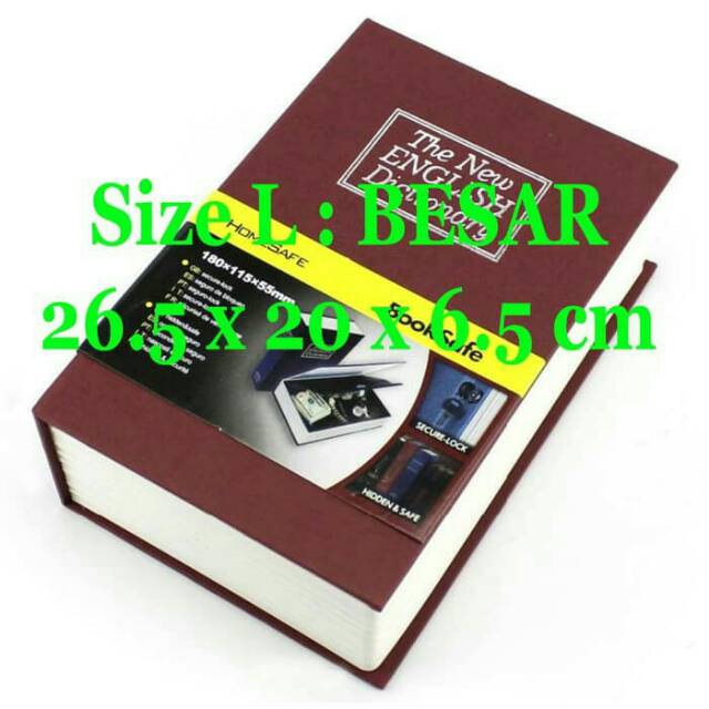 Brankas Buku Scurity Dictionary Cash Metal Jewelry Besar Merah