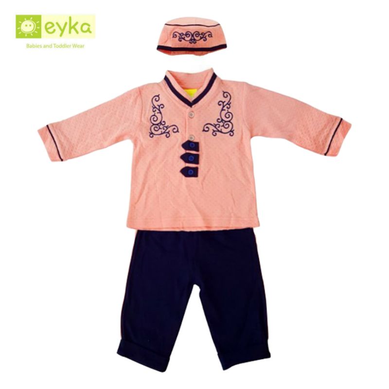 BARU Koko Bayi Anak Eyka Ori Murah Bordir Peci Celana Panjang Baju Muslim Anak Setelan Anak Cowok La