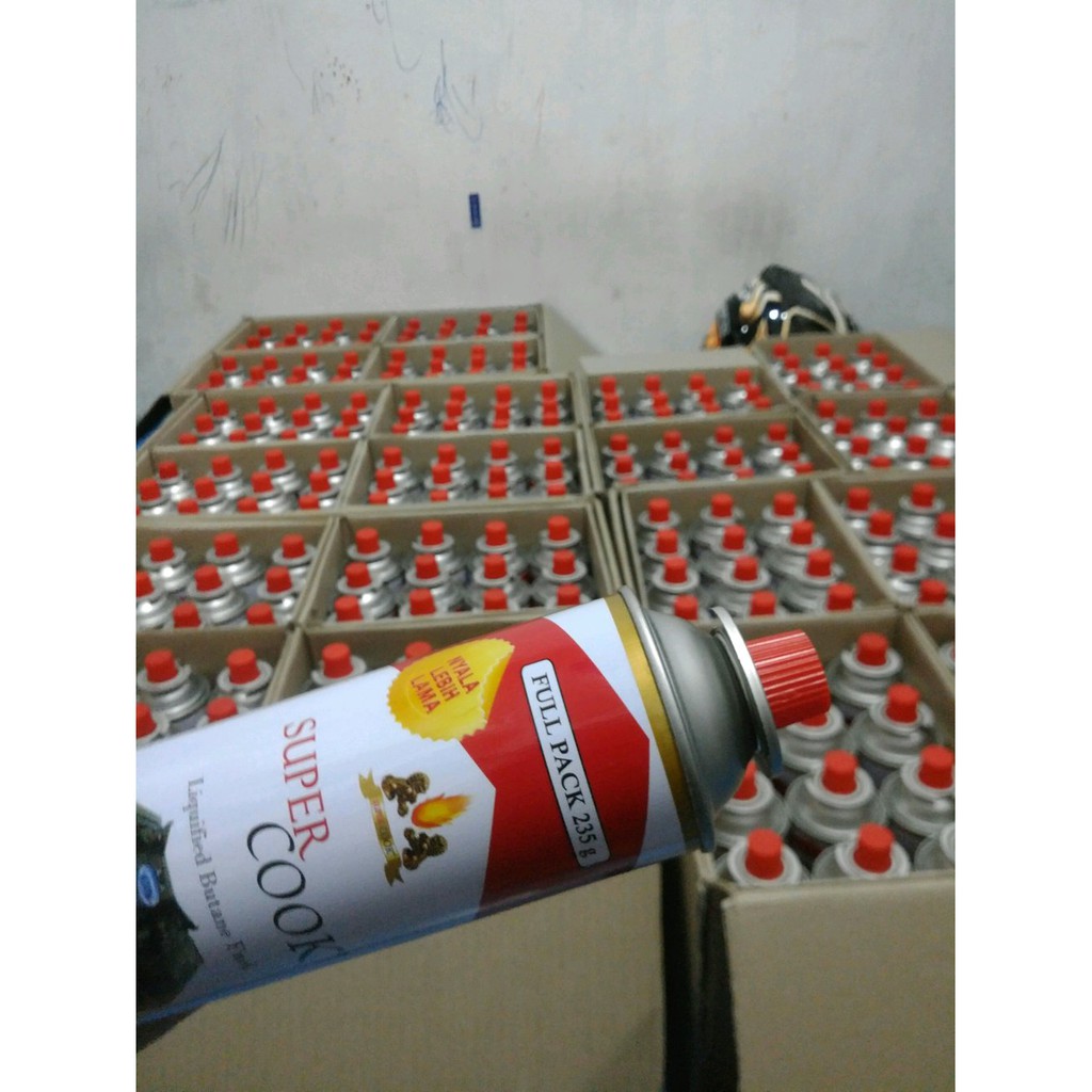 Dijual kaleng gas kosong supercook , hi cook , L Choice, kemasan terbaik