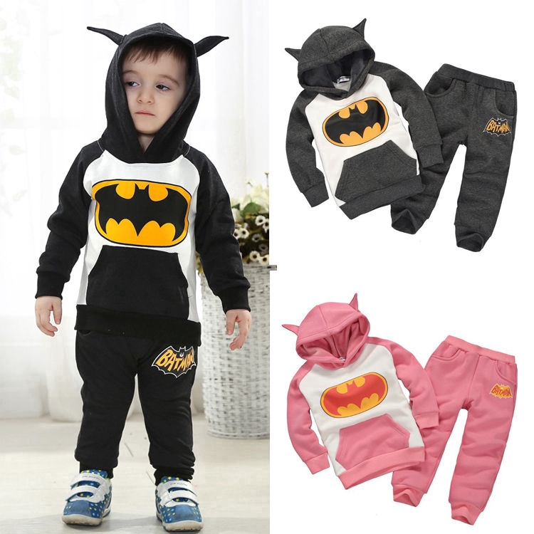 Clothes Toddler Kids Baby Girl Boy Hooded Sweatshirts Outfits Batman Long Pants Sets Shopee Indonesia