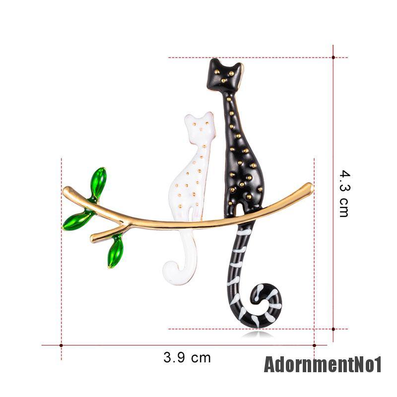 (Adornmentno1) Bros Pin Enamel Desain Kartun Kucing + Ranting Pohon