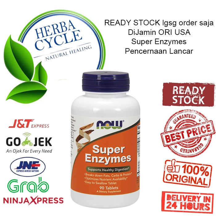 Now Foods Super Enzymes 90 Tabs Now Enzim Membantu Pencernaan, Diet