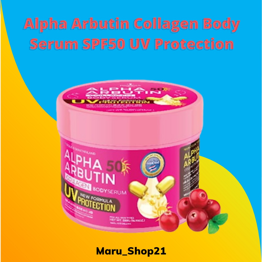 skinCare Made In Thailand Alpha Arbutin Collagen Body Serum SPF50 UV Protection 500ml Original BPOM 