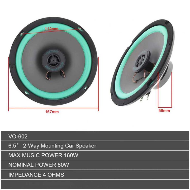 ROADSTAR Speaker Subwoofer Mobil HiFi 6.5 Inch 160W 1 PCS - VO-602 sepiker son daun salon