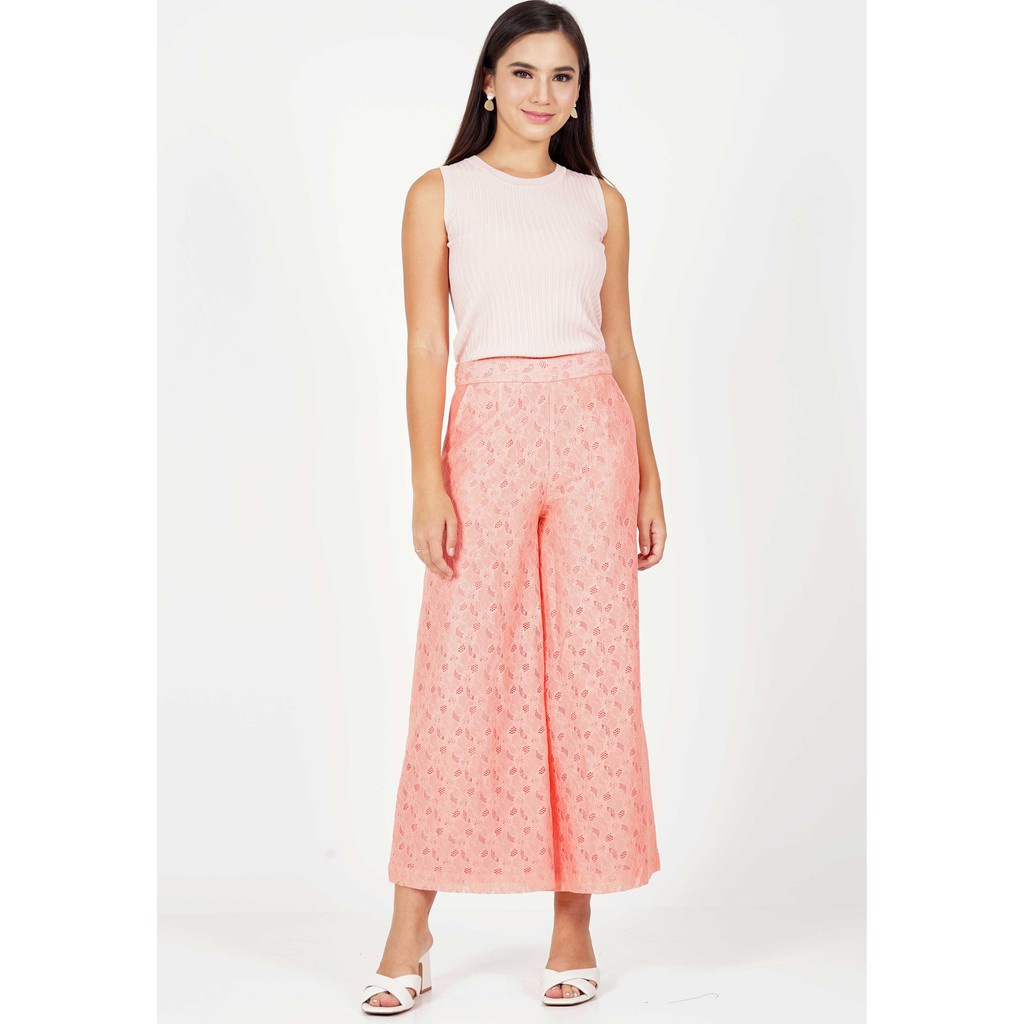 Le Rosetz - Celana Kulot Brokat Peach