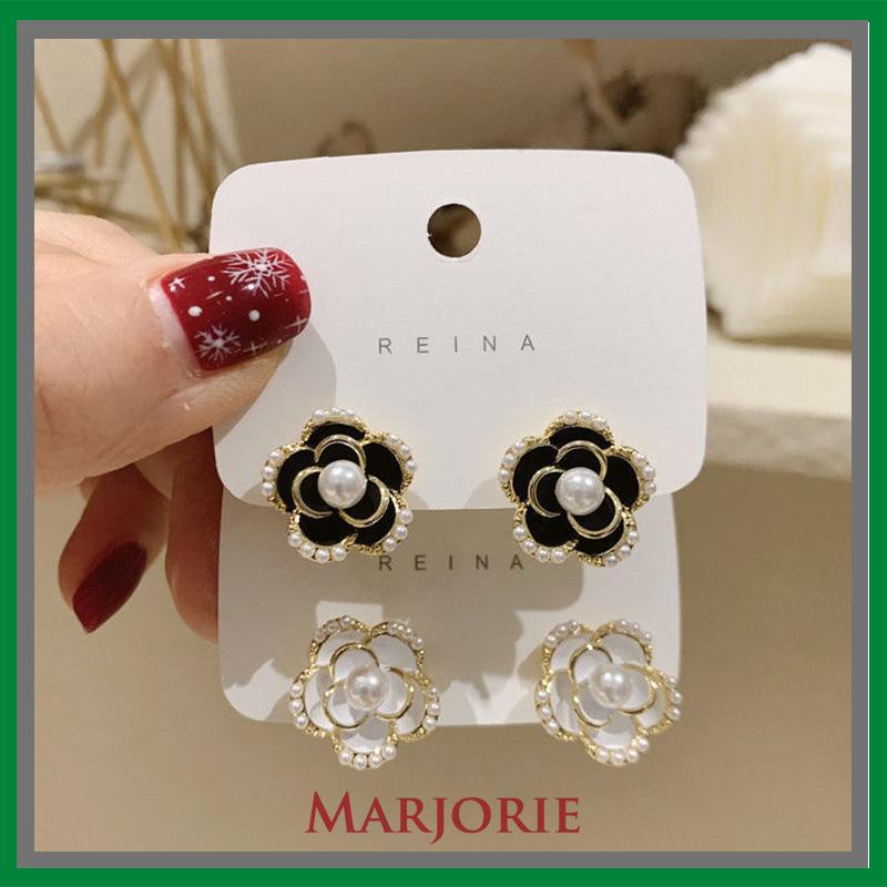 Anting Stud Silver Needle Bentuk Bunga Camellia Gaya Vintage -MJD