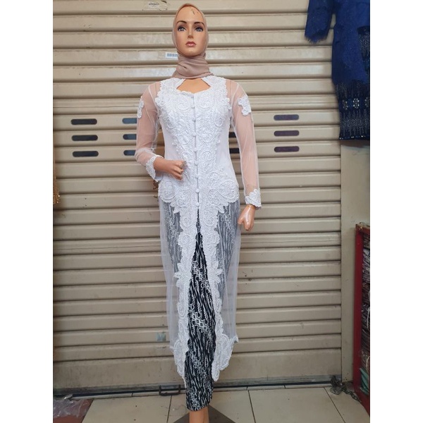 Setelan kebaya akad panjang/ kebay akad jumbo/ kebaya Akad putih/ kebaya Nikah