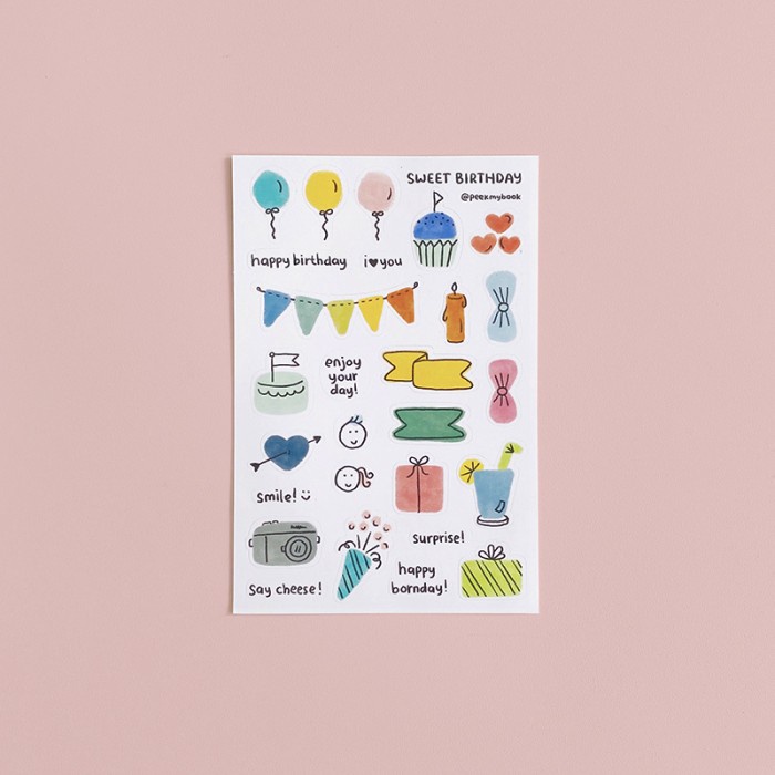 

Sticker lucu Peekmybook Sweet Birthday / cute stickers / stiker ulang tahun / birthday stickers / stiker hari ultah
