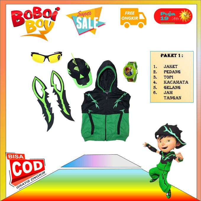 Termurah dan terbaik jaket boboiboy duri hijau baju boboiboy duri hijau kostum boboiboy hijau duri c